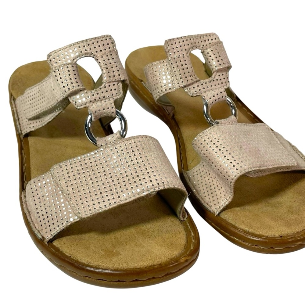 Rieker Regina metallic dot sandal beige sz 6/37 comfort flat